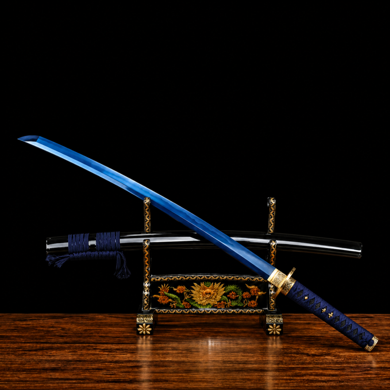 Kék Sárkánykirály T10 Acél Katana (Éles Verzió) 3