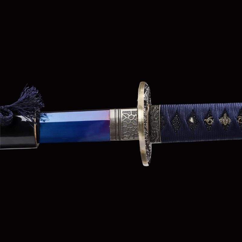 Kék Sárkánykirály T10 Acél Katana (Éles Verzió) 13