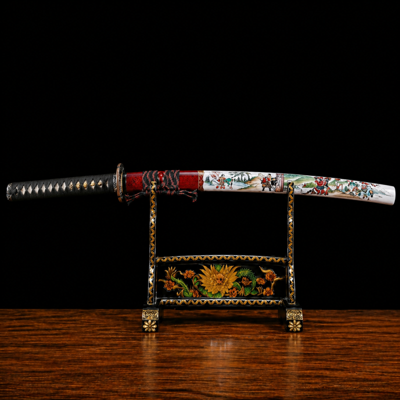 Katana Sango (T10 Acél Valódi Hamonnal és Valódi Rája-bőrrel) 2