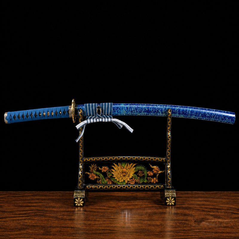 Katana Inazuma (Kék Damaszkuszi Acél) 2