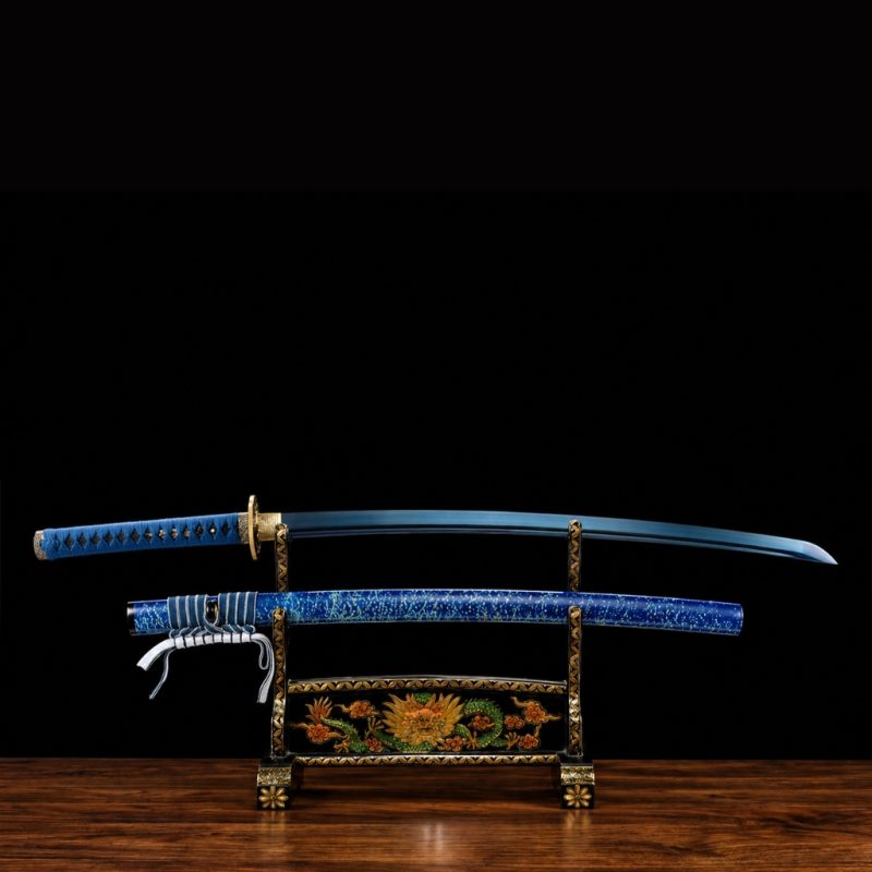 Katana Inazuma (Kék Damaszkuszi Acél) 4