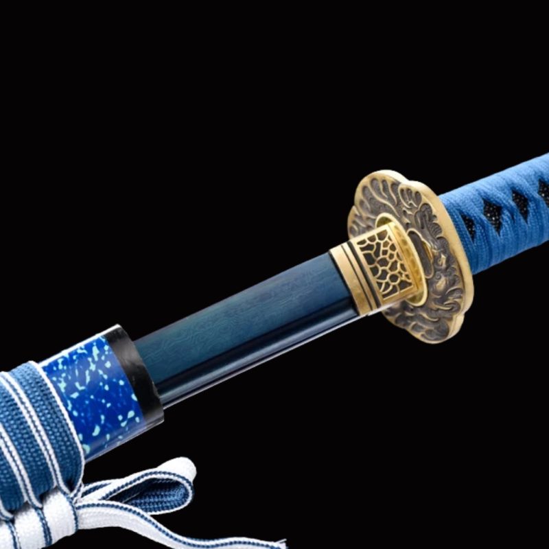 Katana Inazuma (Kék Damaszkuszi Acél) 5
