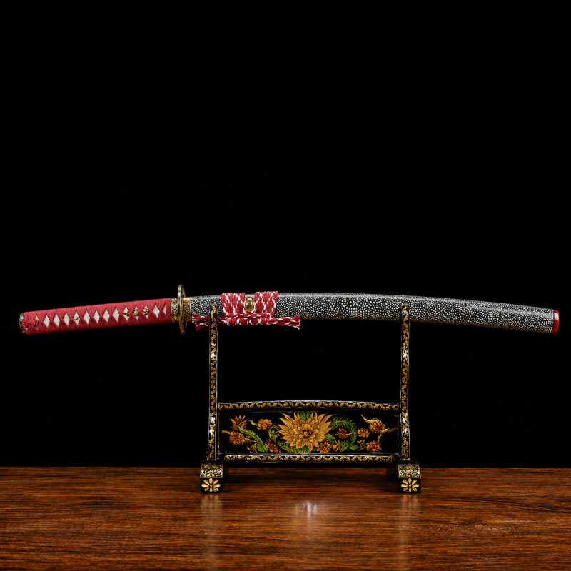 Katana Tachibana (T10 Acél Valódi Hamonnal és Rája-bőrrel) 2