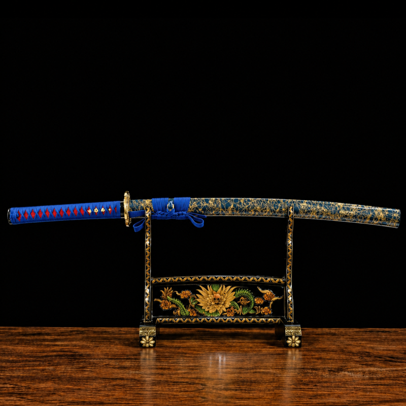 Katana Akigumo (Kék damaszkuszi acél) 2