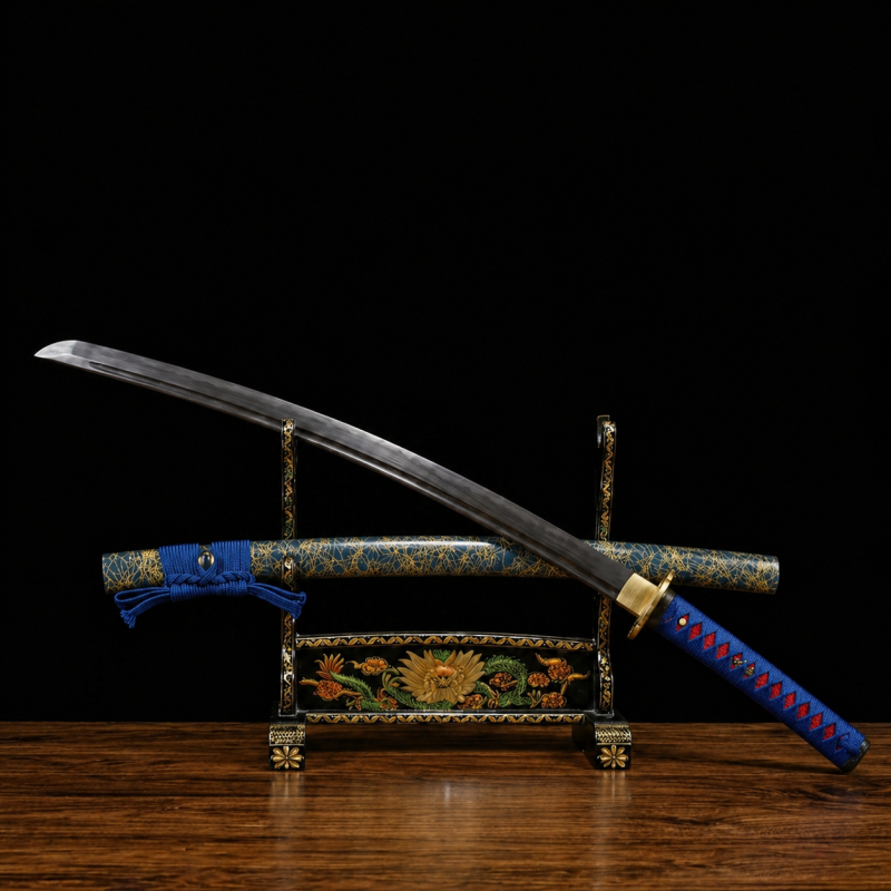 Katana Akigumo (Kék damaszkuszi acél) 3