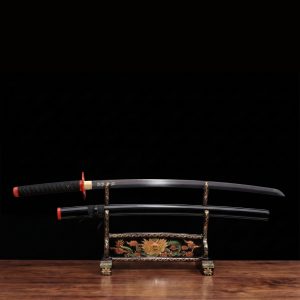 Katana Giyuu Fekete V2: Demon Slayer (1060-as Szénacél)