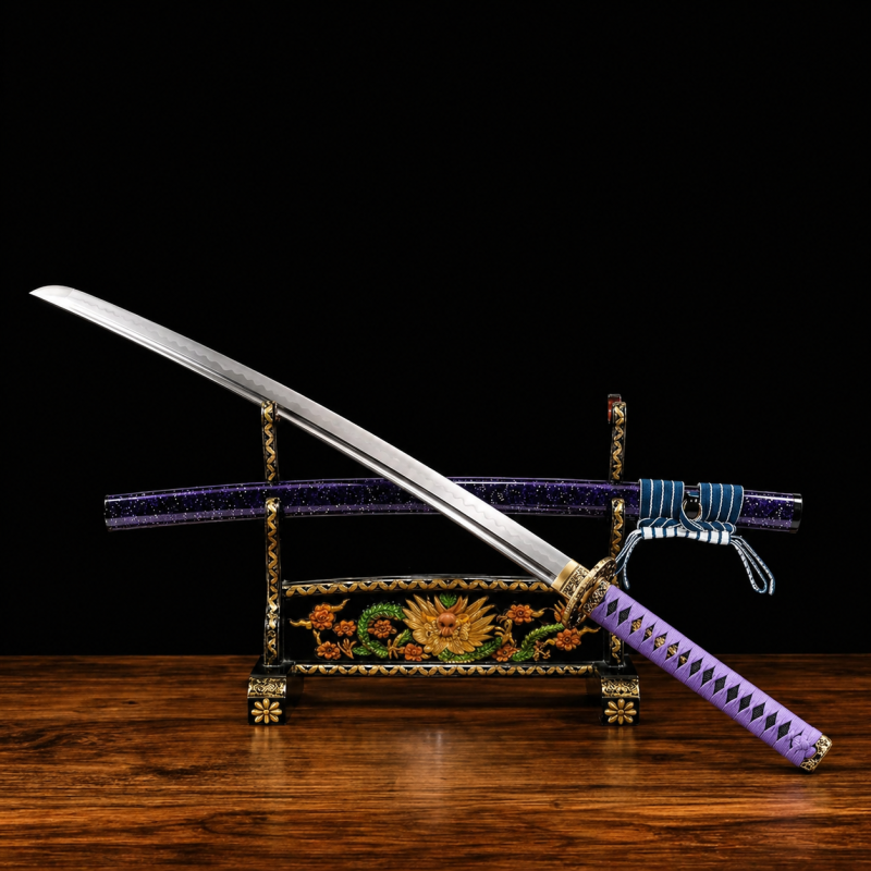 Katana Murasaki (Damaszkuszi Acél Hamonnal) 3
