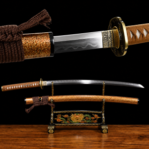 Katana Kihaku (Damaszkuszi Acél Valódi Hamonnal és Rája-bőrrel)
