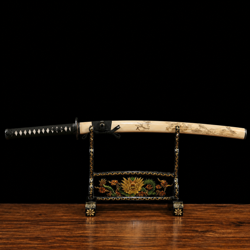 Tsubaki katana (damaszkuszi acél, valódi rájabőrrel) 2