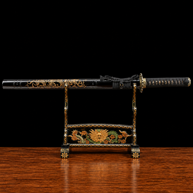 Hisame katana (piros damaszkuszi acél) 2