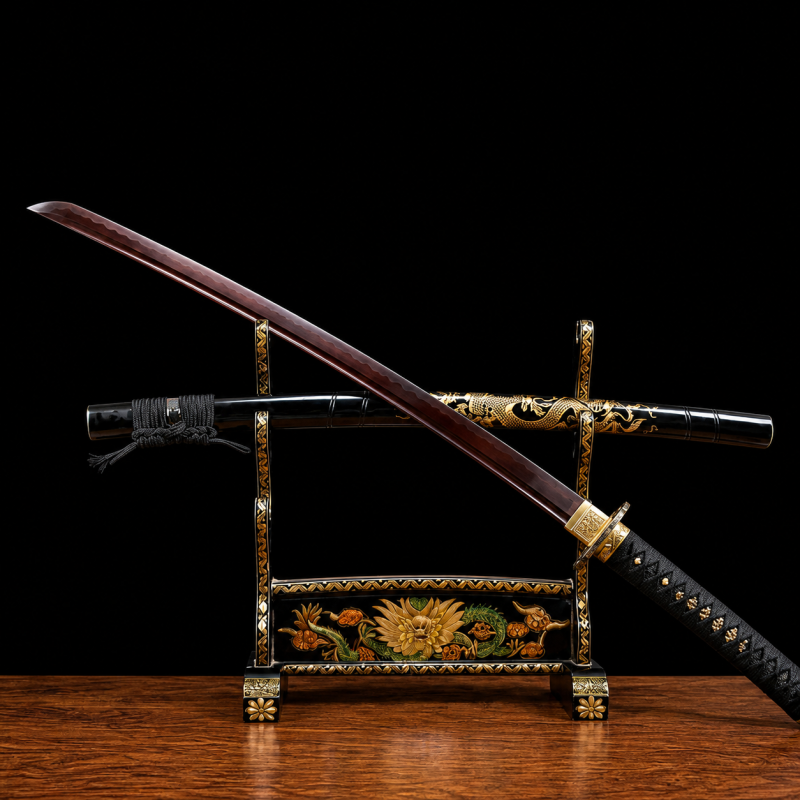 Hisame katana (piros damaszkuszi acél) 3