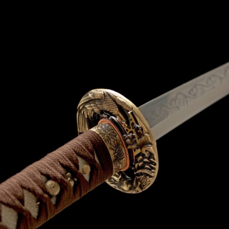 Katana Amaterasu (T10 Acél Valódi Hamonnal és Valódi Rája-bőrrel) 5
