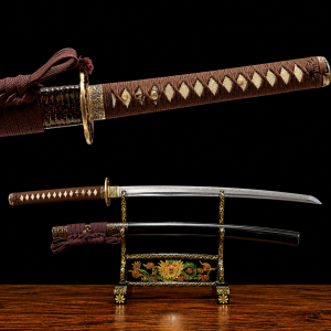 Katana Amaterasu (T10 Acél Valódi Hamonnal és Valódi Rája-bőrrel)