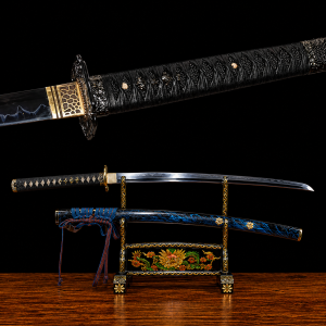 Katana Akane (T10 Acél Valódi Hamonnal és Valódi Rája-bőrrel)