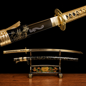Kohaku katana (aranyozott 1095-ös szénacél)