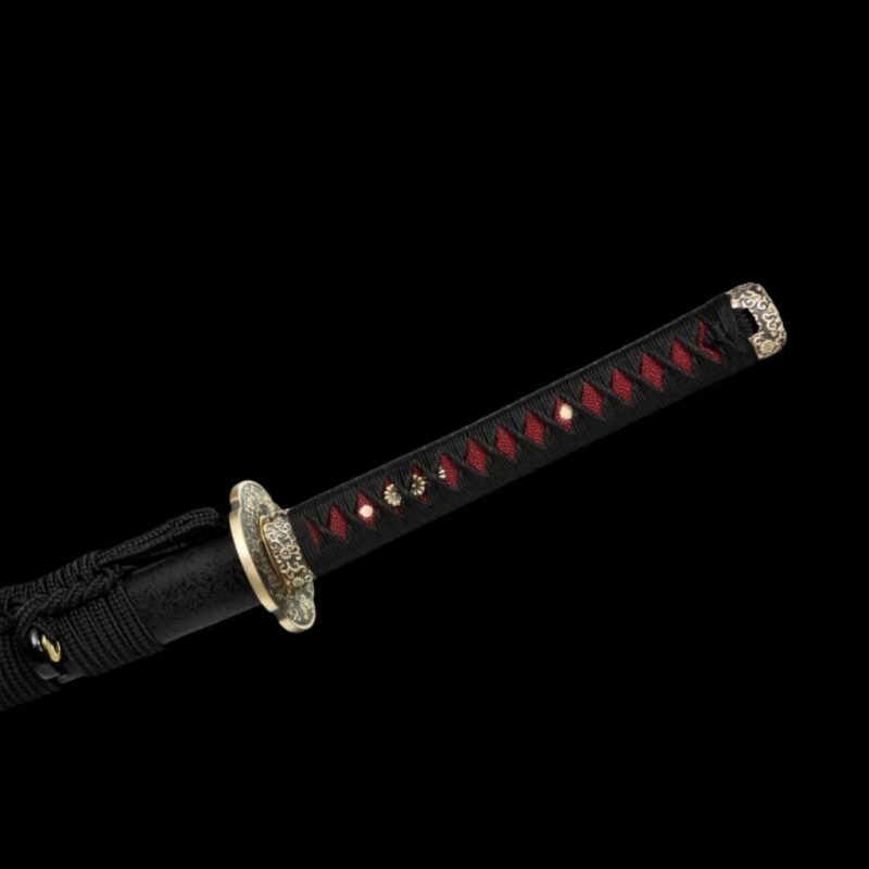 Katana Mikazuki (T8 Acél Valódi Gunome Hamonnal és Rája-bőrrel) 14