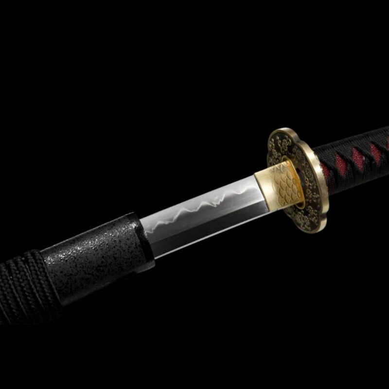 Katana Mikazuki (T8 Acél Valódi Gunome Hamonnal és Rája-bőrrel) 5