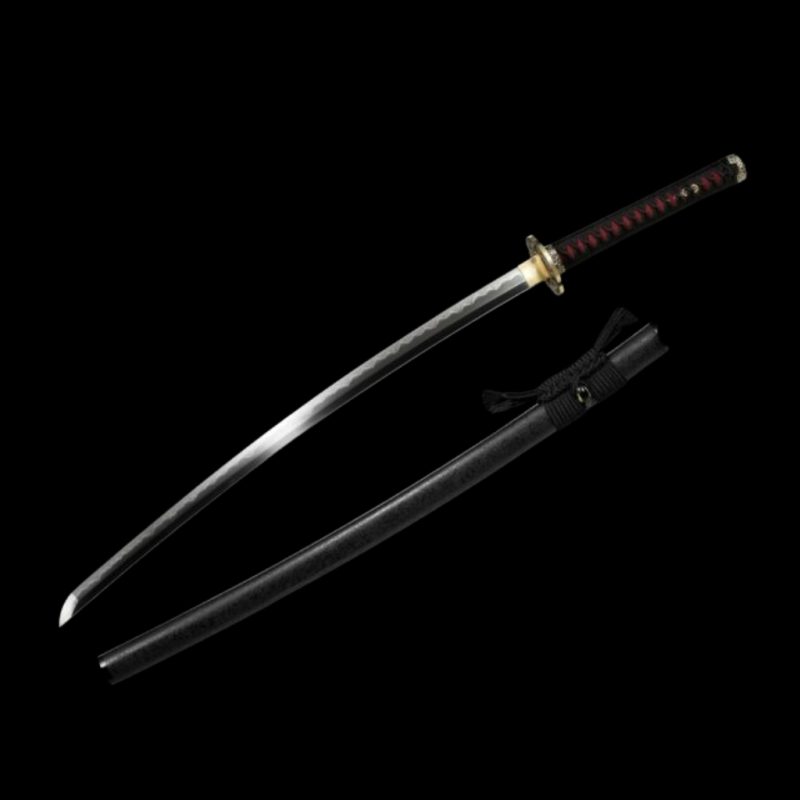 Katana Mikazuki (T8 Acél Valódi Gunome Hamonnal és Rája-bőrrel) 7