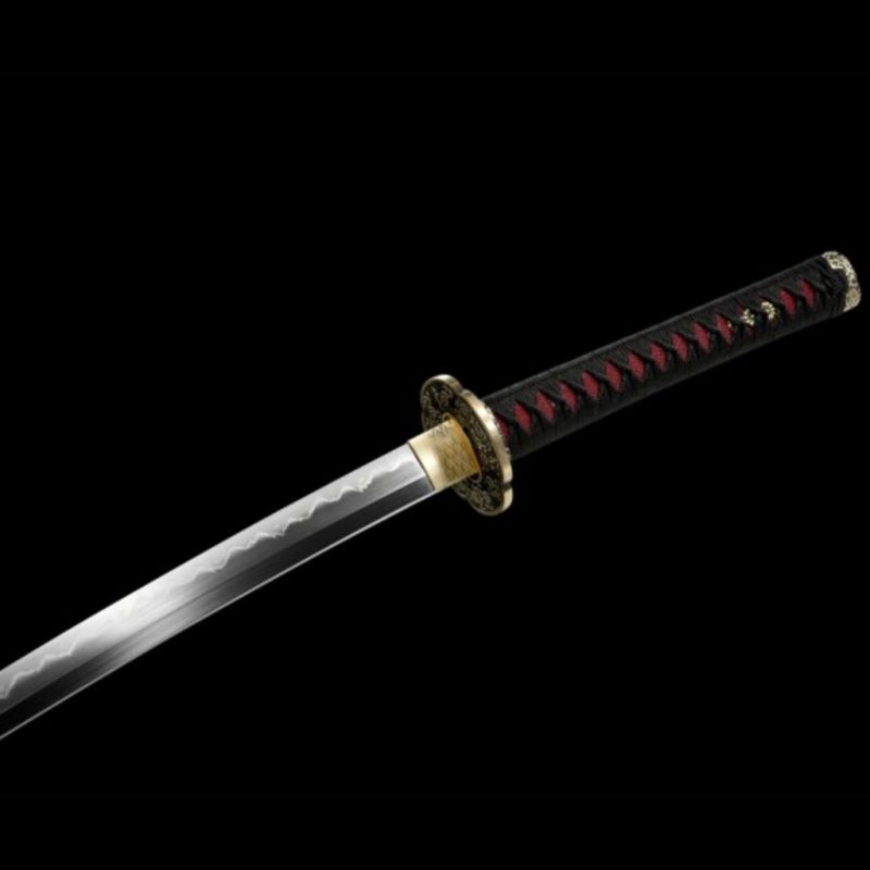 Katana Mikazuki (T8 Acél Valódi Gunome Hamonnal és Rája-bőrrel) 9
