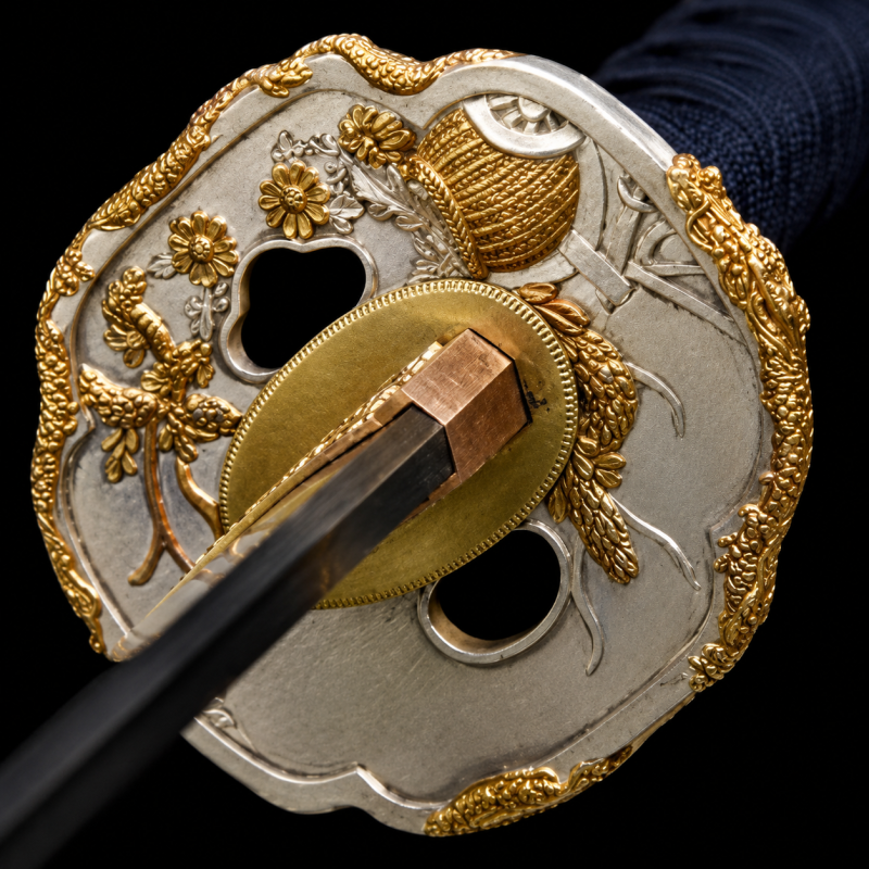 Tanto Isumi (Acél T10 con Tsuba Placcata Oro)