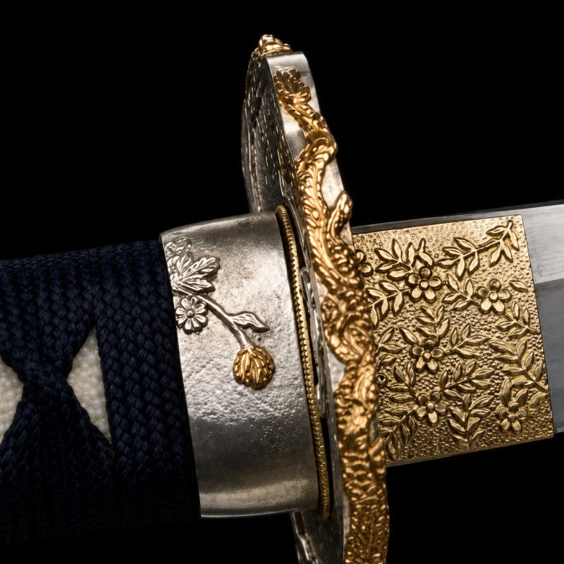 Tanto Isumi (Acél T10 con Tsuba Placcata Oro)