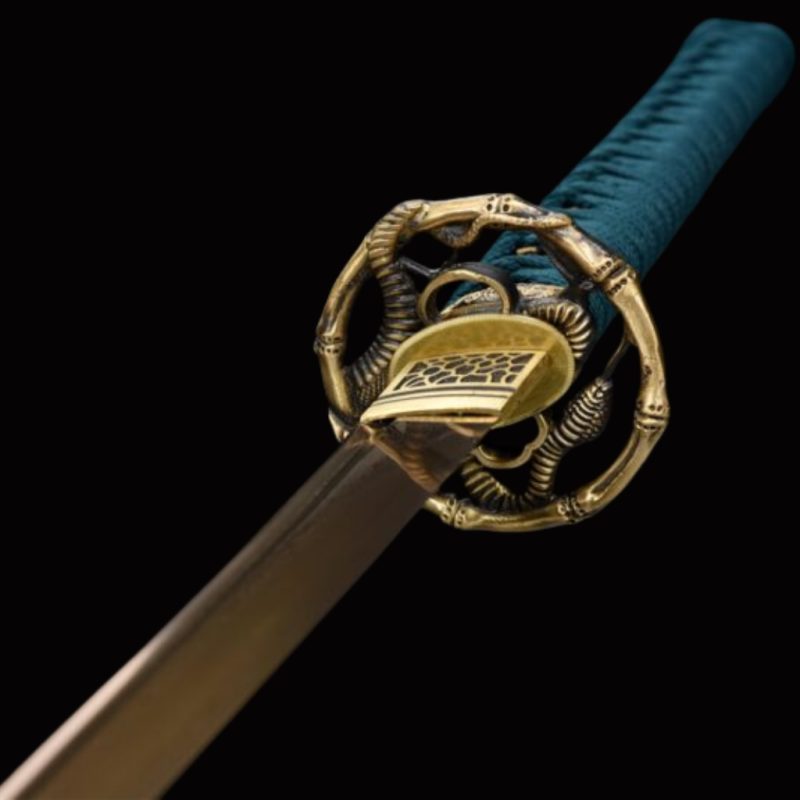 Aranyozott Damaszkuszi Acél Hagyományos Katana 12
