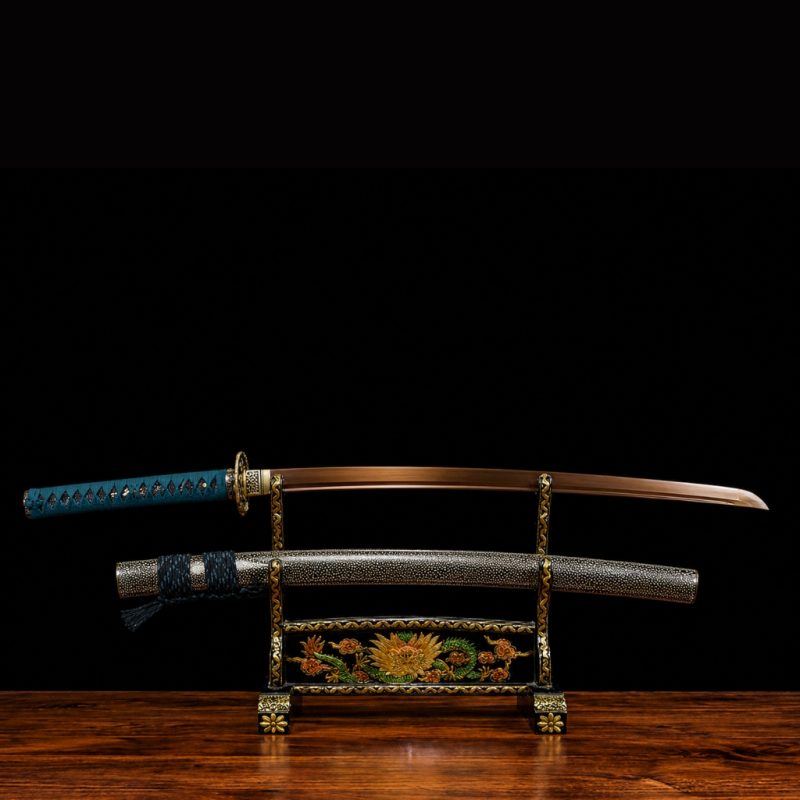 Aranyozott Damaszkuszi Acél Hagyományos Katana 4