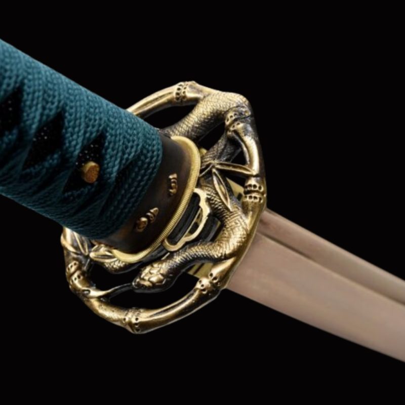 Aranyozott Damaszkuszi Acél Hagyományos Katana 10